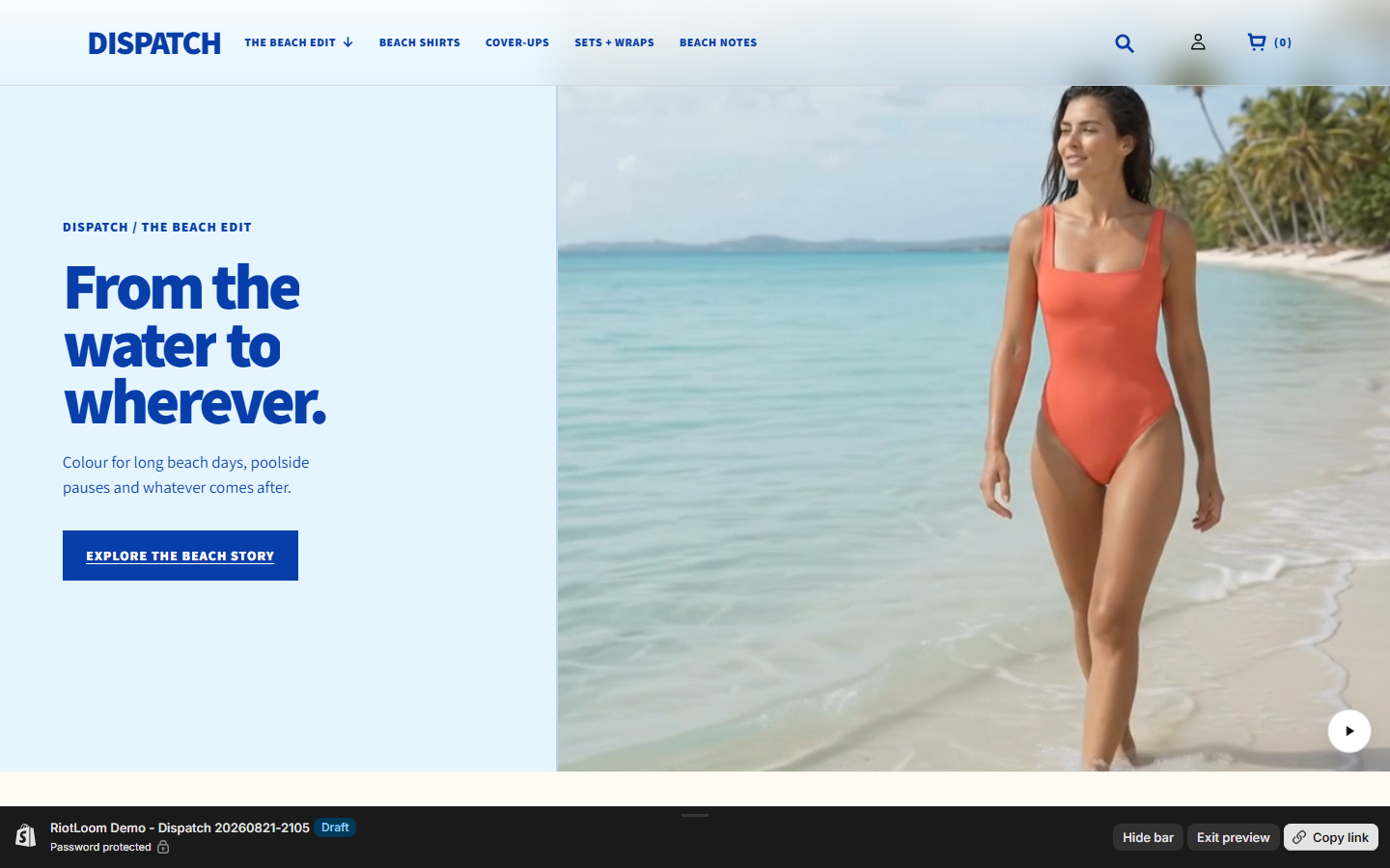 Dispatch storefront or product preview