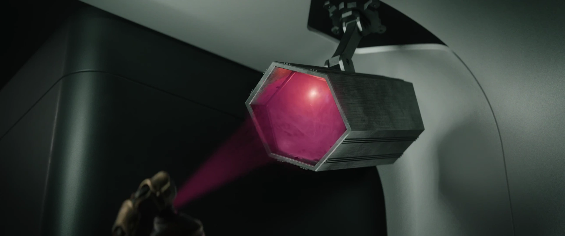 A sharply lit industrial machine detail from the animated film Charge.