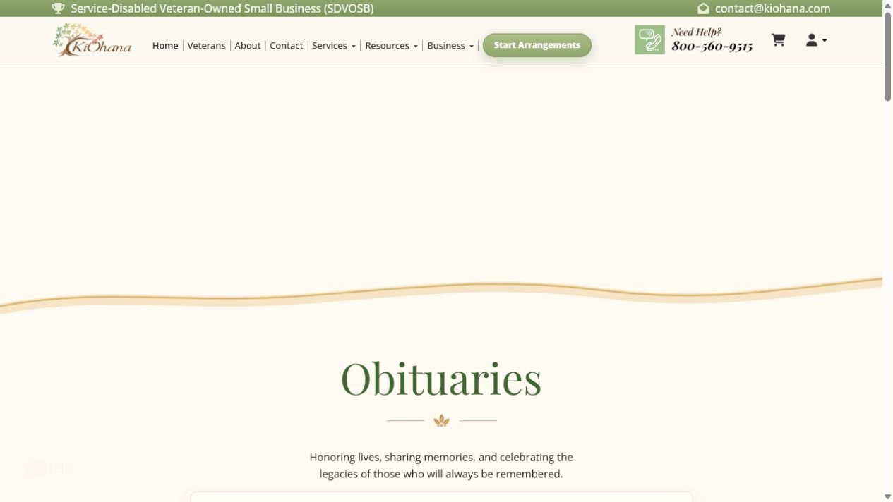 KiOhana obituary search and recent memorials page